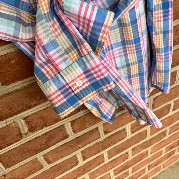 Pastel plaid mens long sleeve dress shirt. XL Slim - Picture 2 of 7